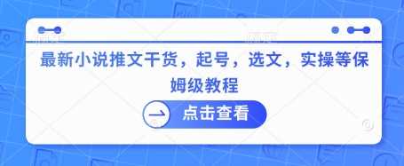 最新小说推文干货，起号，选文，实操等保姆级教程-占领资源网