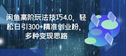 闲鱼高阶玩法技巧4.0，轻松日引300+精准创业粉，多种变现思路-占领资源网