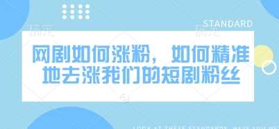 网剧如何涨粉，如何精准地去涨我们的短剧粉丝-占领资源网