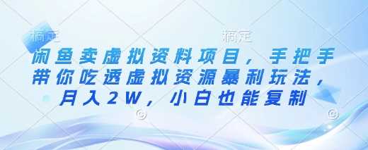 闲鱼卖虚拟资料项目，手把手带你吃透虚拟资源暴利玩法，月入2W，小白也能复制-占领资源网