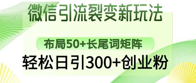 微信引流裂变新玩法：布局50+长尾词矩阵，轻松日引300+创业粉-占领资源网