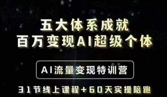 五大体系成就百万变现AI超级个体- AI流量变现特训营，一步一步教你一个人怎么年入百W-占领资源网