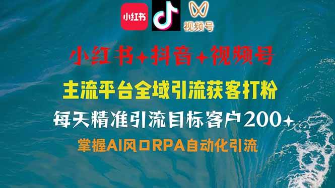 （14484期）小红书、抖音、视频号全域多平台引流获客，日引目标客户200+，RPA自动…-占领资源网