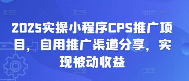 2025实操小程序CPS推广项目，自用推广渠道分享，实现被动收益-占领资源网