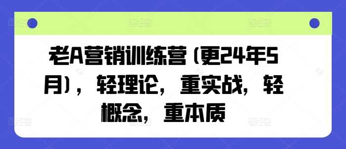 老A营销训练营(更25年3月)，轻理论，重实战，轻概念，重本质-占领资源网