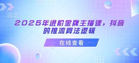 2025年进阶金牌主播课，抖音的推流算法逻辑-占领资源网