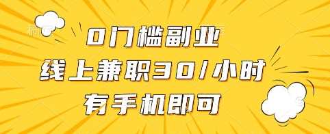0门槛副业，线上兼职30一小时，有手机即可【揭秘】-占领资源网