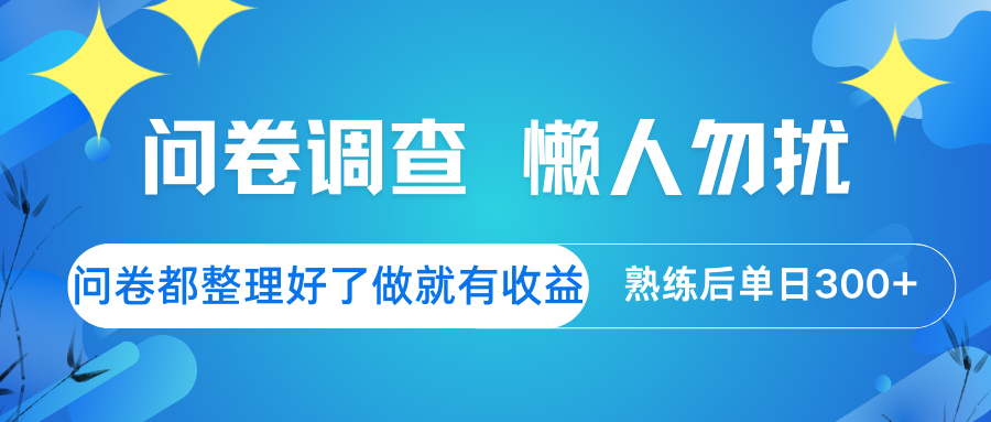 问卷调查  懒人勿扰 问卷都整理好了，做就有收益，熟练后日入300+-占领资源网