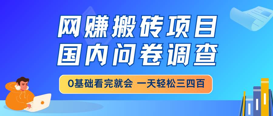 （14578期）网赚搬砖项目，国内问卷调查，0基础看完就会 一天轻松三四百，靠谱副业…-占领资源网