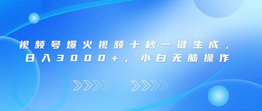 （14181期）视频号爆火视频十秒一键生成，日入3000+，小白无脑操作-占领资源网