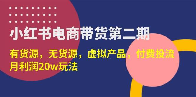 （14186期）小红书电商带货第二期，有货源，无货源，虚拟产品，付费投流，月利润20w-占领资源网