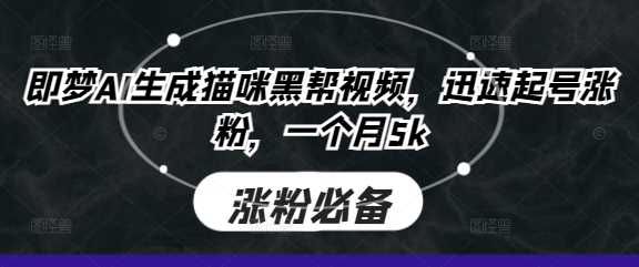 即梦AI生成猫咪黑帮视频，迅速起号涨粉，一个月5k-占领资源网