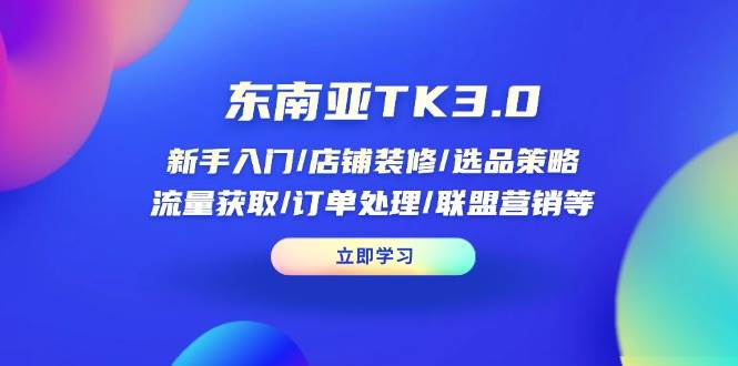 （14208期）东南亚TK3.0：新手入门/店铺装修/选品策略/流量获取/订单处理/联盟营销等-占领资源网