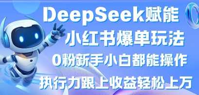 DeepSeek赋能小红书爆单玩法0粉新手小白都能操作，执行力跟上收益轻松上W，懒人勿做-占领资源网