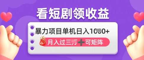 2025年4月最新看短剧领收益，单机日收入1k【揭秘】-占领资源网