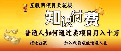 互联网项目天花板，知付付费项目，普通人如何通过卖项目月入十个，拒绝韭菜【揭秘】-占领资源网