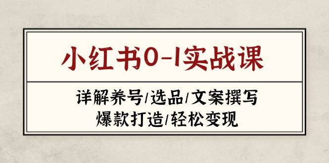 小红书0-1实战课(2023-2025)，详解养号/选品/文案撰写/爆款打造/轻松变现-占领资源网