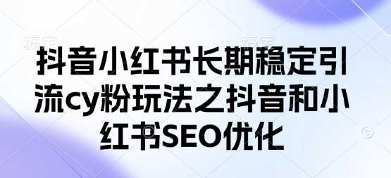 抖音小红书长期稳定引流cy粉玩法之抖音和小红书SEO优化-占领资源网