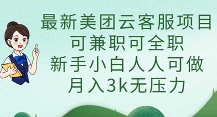 最新美团云客服项目，可兼职可全职，新手小白人人可做，月入3k无压力-占领资源网