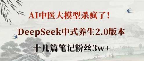 AI中医大模型杀疯了！DeepSeek中式养生2.0版本，十几篇笔记粉丝3w+-占领资源网
