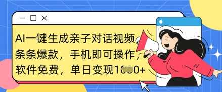 AI一键生成亲子对话视频，条条爆款，一部手机即可操作，单日变现数张-占领资源网
