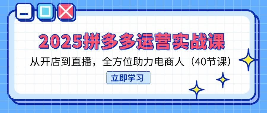 （14259期）2025拼多多运营实战课，从开店到直播，全方位助力电商人（40节课）-占领资源网