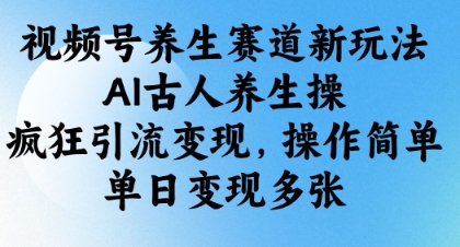 视频号养生赛道新玩法，AI古人养生操，疯狂引流变现，操作简单，单日变现多张-占领资源网