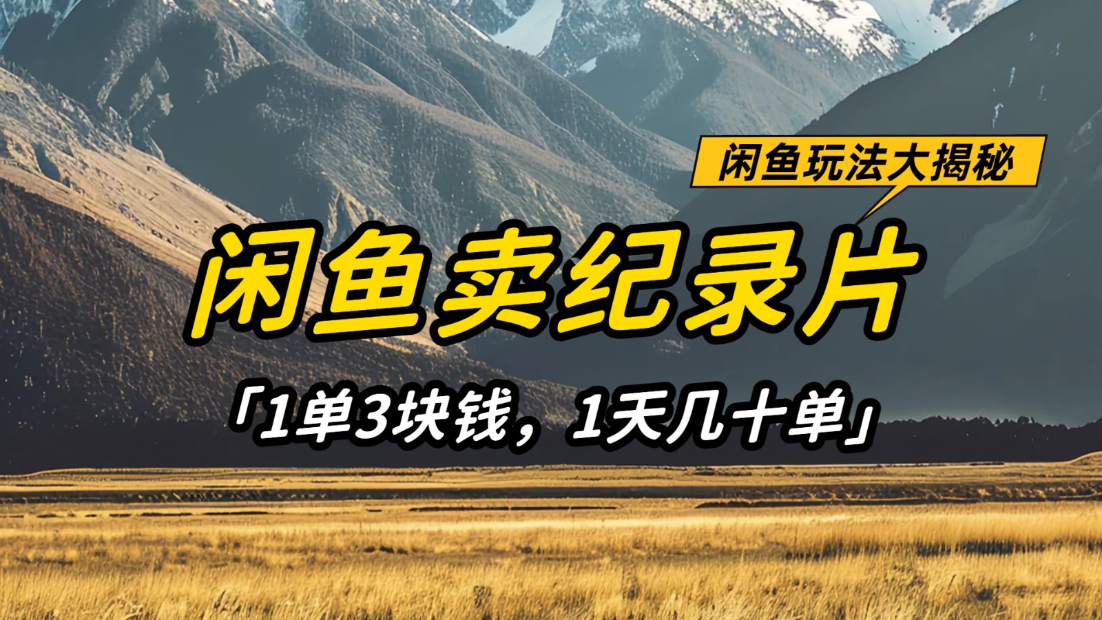 闲鱼卖纪录片，简单又赚钱的小项目，1单3块钱  1天几十单-占领资源网
