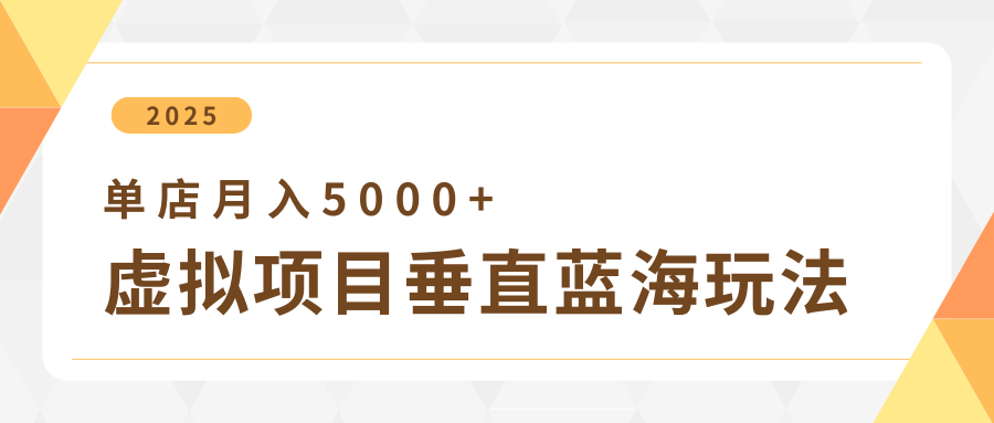 4月虚拟项目垂直玩法，冷门爆品+垂直蓝海，单店月入5000+-占领资源网