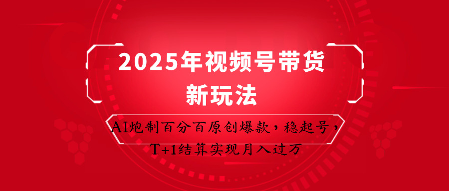 2025年视频号带货新玩法：AI炮制百分百原创爆款，稳起号，T+1结算实现月入过万-占领资源网