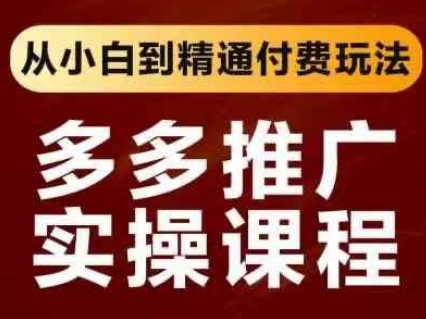 拼多多推广实操课程，从小白到精通付费玩法-占领资源网