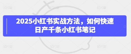 2025小红书实战方法，如何快速日产千条小红书笔记-占领资源网