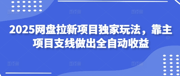 2025网盘拉新项目独家玩法，靠主项目支线做出全自动收益-占领资源网