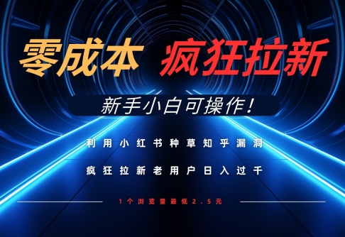 利用小红书种草知乎漏洞，零成本疯狂拉新日入数张，新手小白可操作-占领资源网