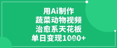 用Ai制作蔬菜动物视频，治愈系天花板，单日变现1k-占领资源网