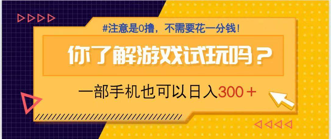 （14440期）游戏试玩，一部手机就可以日入300+，纯0撸项目，不需要花任何一分钱，…-占领资源网