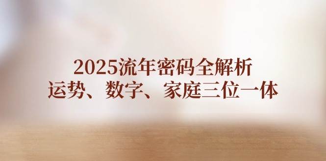（14466期）2025流年密码全解析，运势、数字、家庭三位一体-占领资源网