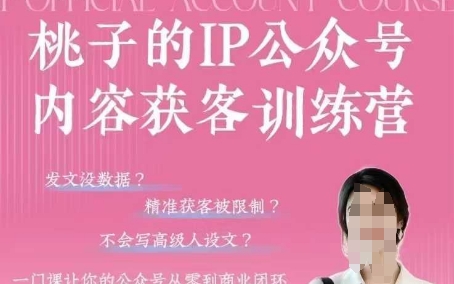 桃子IP公众号内容获客训练营(第3期)，一门让你公众号从0到商业闭环的课程-占领资源网