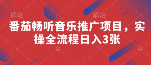 番茄畅听音乐推广项目，实操全流程日入3张-占领资源网