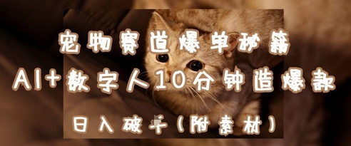 宠物赛道爆单秘籍：AI+数字人10分钟造爆款，日入1k-占领资源网