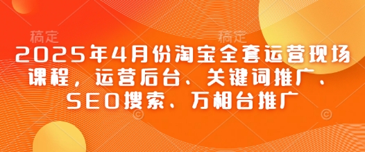 2025年4月份淘宝全套运营现场课程，运营后台、关键词推广、SEO搜索、万相台推广-占领资源网