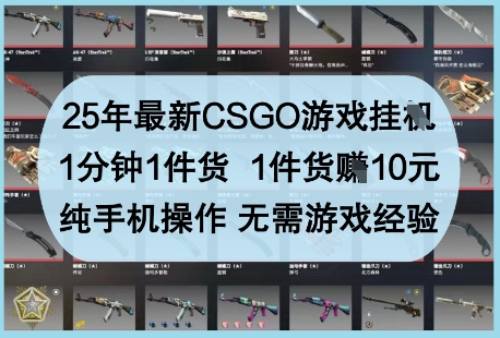 25年最新CSGO游戏挂G，1分钟1件货，1件货挣10元，纯手机操作，无需游戏经验【揭秘】-占领资源网
