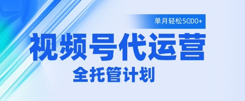 视频号代运营2.0，全程托管招募，单月轻松变现5k【揭秘】-占领资源网