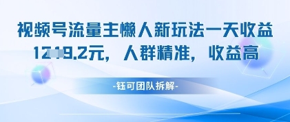 视频号流量主懒人新玩法，一天收益1k，人群精准收益高-占领资源网