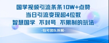 国学视频引流条条10W+点赞当日引流变现超4位数-占领资源网