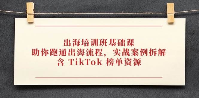 （14555期）出海培训班基础课，助你跑通出海流程，实战案例拆解，含 TikTok 榜单资源-占领资源网