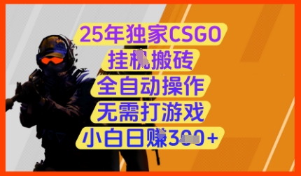 25年独家CSGO挂G搬砖，全自动操作，无需打游戏，小白日入3张+【揭秘】-占领资源网