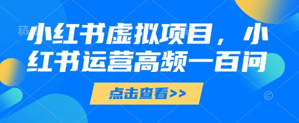 小红书虚拟项目，小红书运营高频一百问【文档】-占领资源网