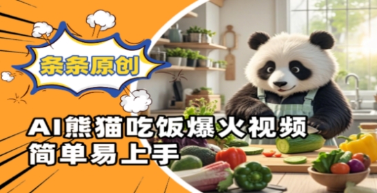 Ai熊猫吃饭爆火视频，条条原创，简单易上手-占领资源网