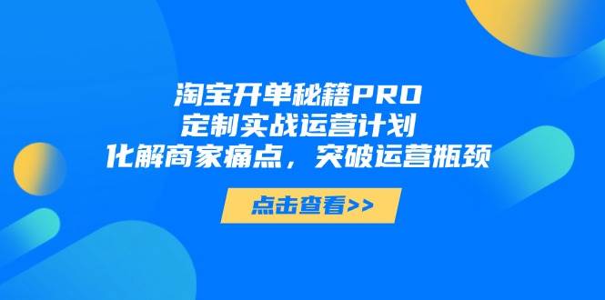 （14642期）淘宝开单秘籍PRO，定制实战运营计划，化解商家痛点，突破运营瓶颈-占领资源网